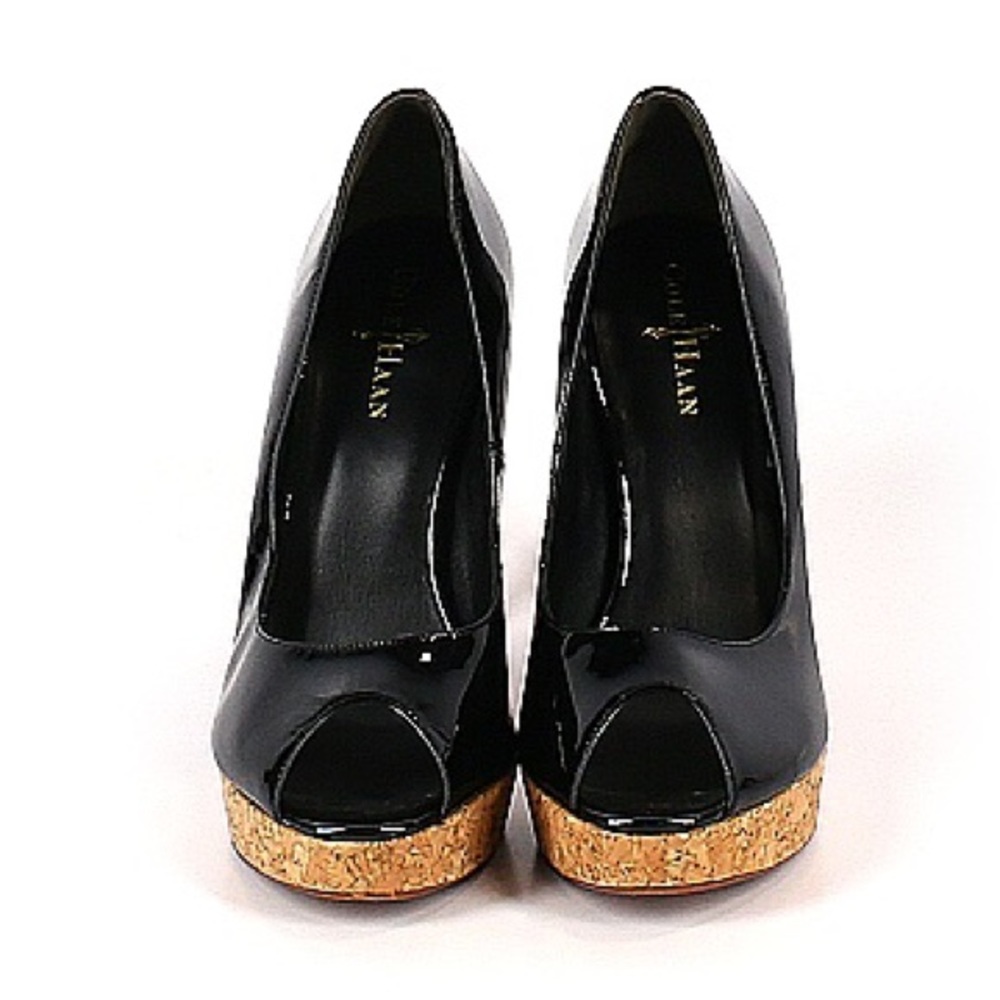 Cole Haan Women's Mariela Air Peep Toe Patent Leather Platform Pump Size 7